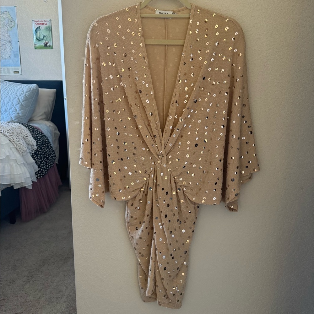 Gold sequined dress